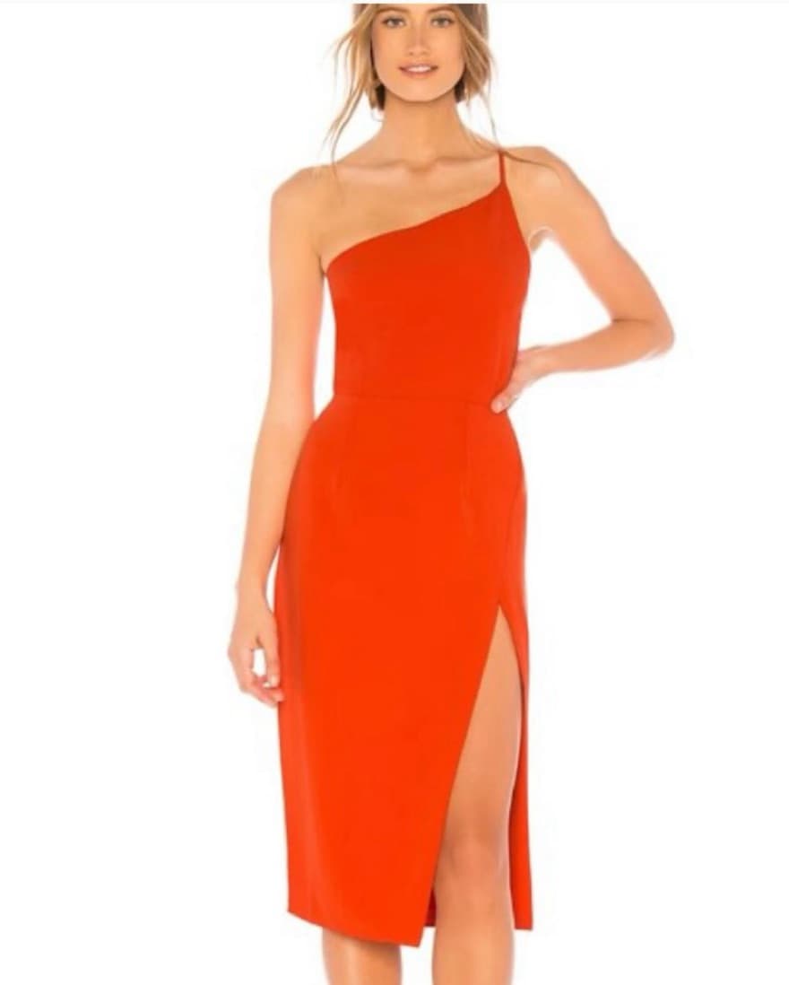 Blood Orange One-Shoulder Midi Dress - Image 2