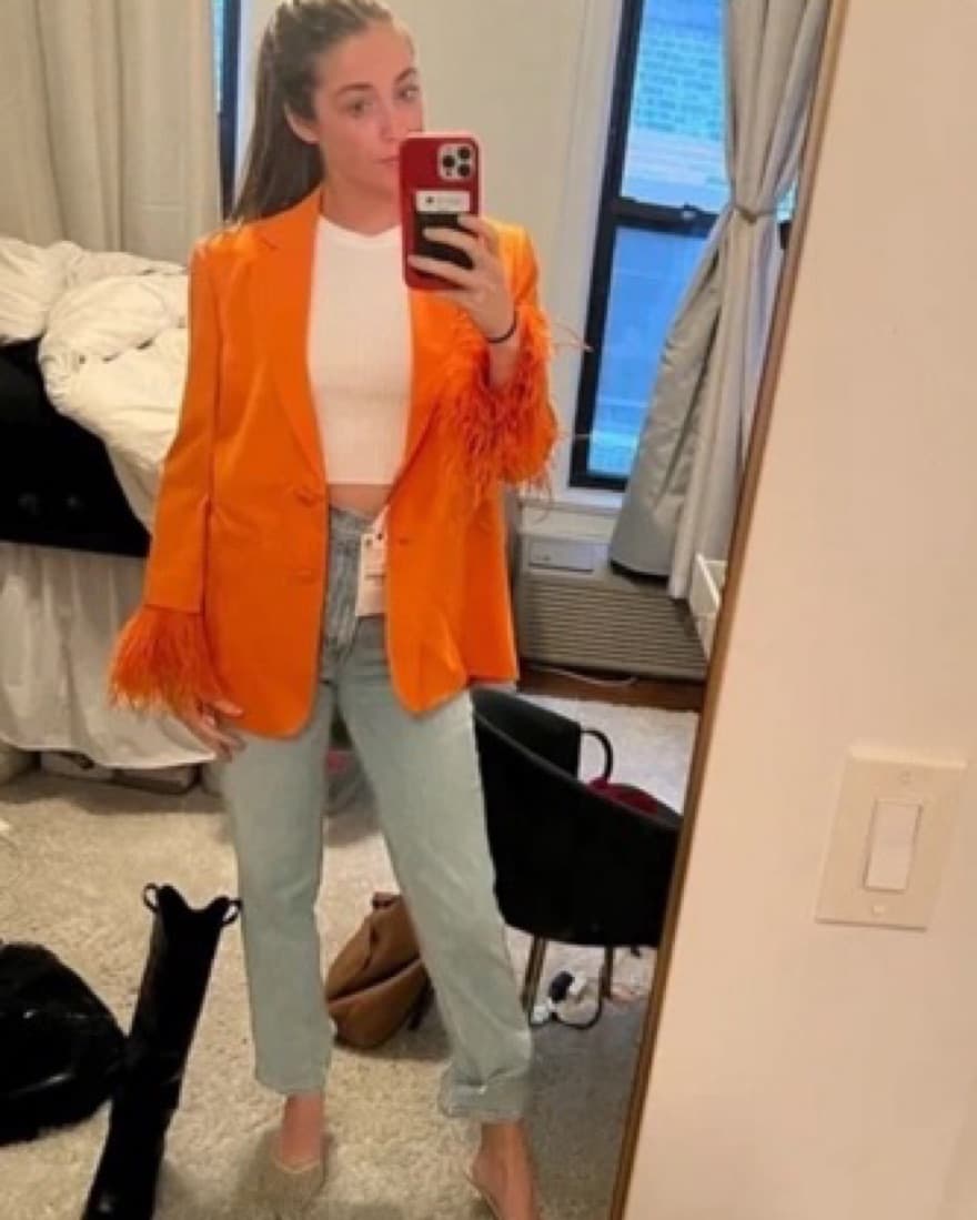 Feathered Orange Blazer  - Image 4
