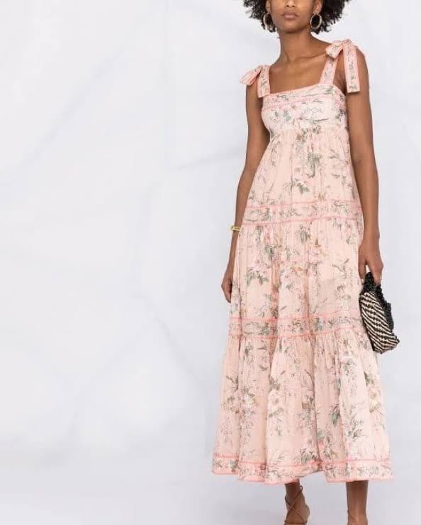 Gathered floral-print cotton midi dress  - Image 1