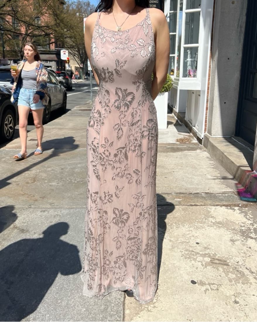 Vintage Silk Beaded Gown - Image 1