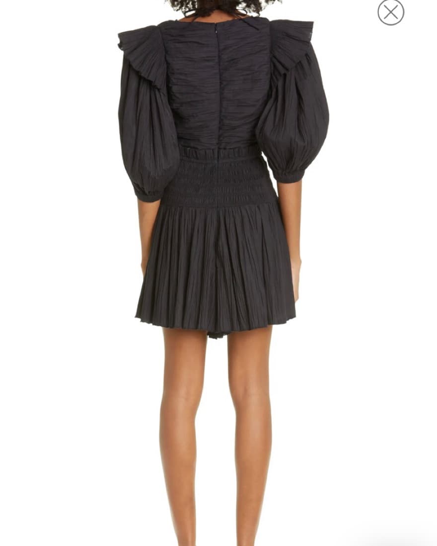SEA Paco Puff Sleeve Blue Romper Dress - Image 2