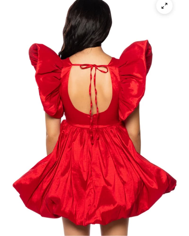 Red Shoulder Cocktail Dress - Image 3