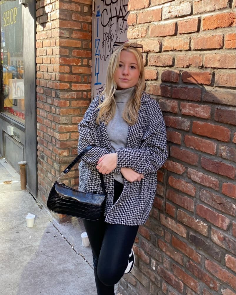 Black and White Tweed Coat - Image 2