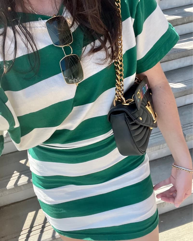 Helsa Green Stripe Tee Dress - Image 3