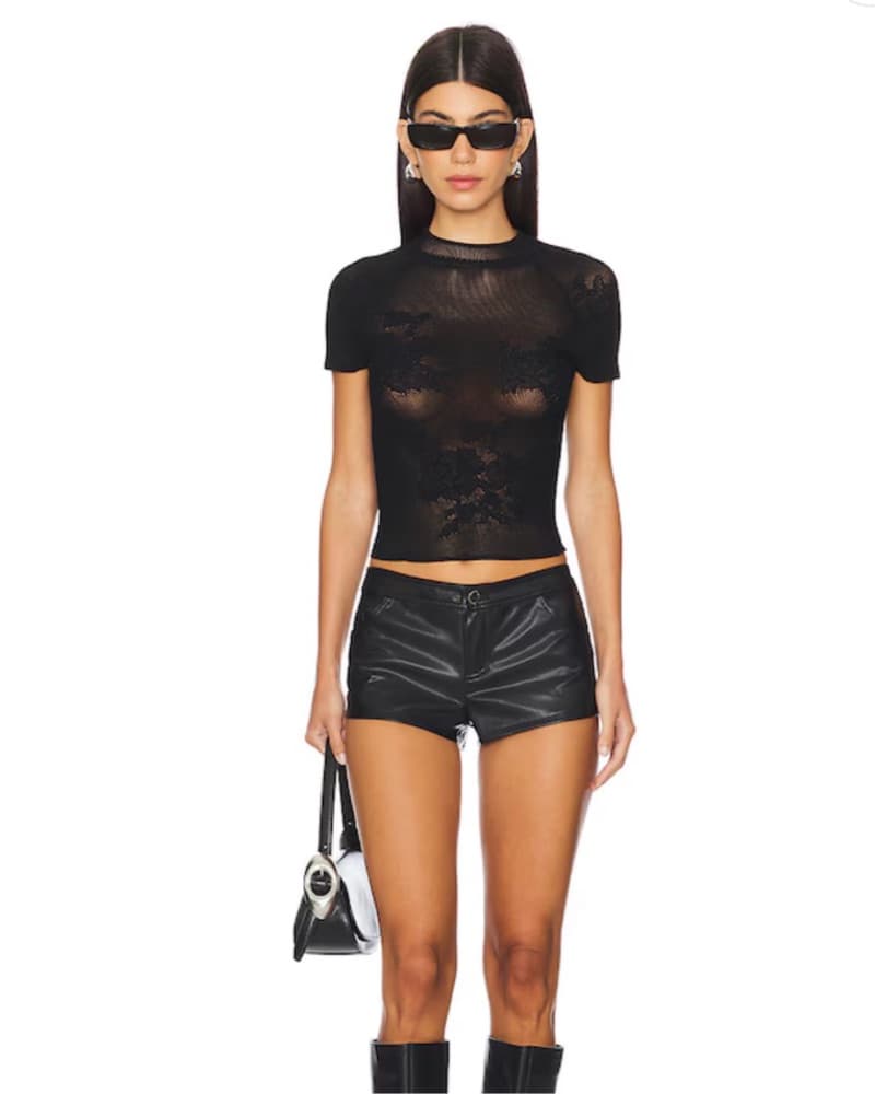 Superdown Black Leather Micro Shorts - Image 2