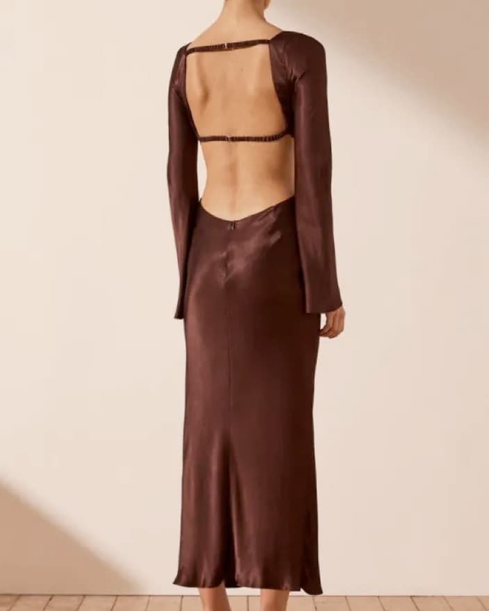 Long Sleeve Open Back Midi Dress - Image 2