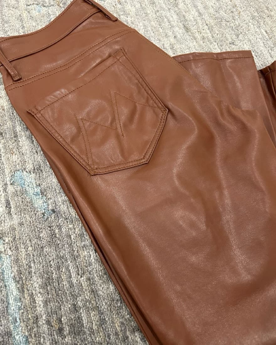 Mother Dazzler Faux Leather Pants Brown - Image 6