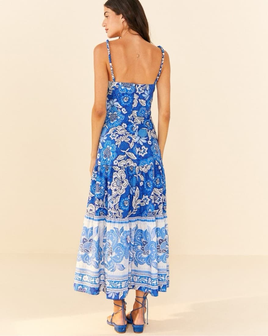 Farm Rio Blue Full Of Flowers Midi Dress - Image 3