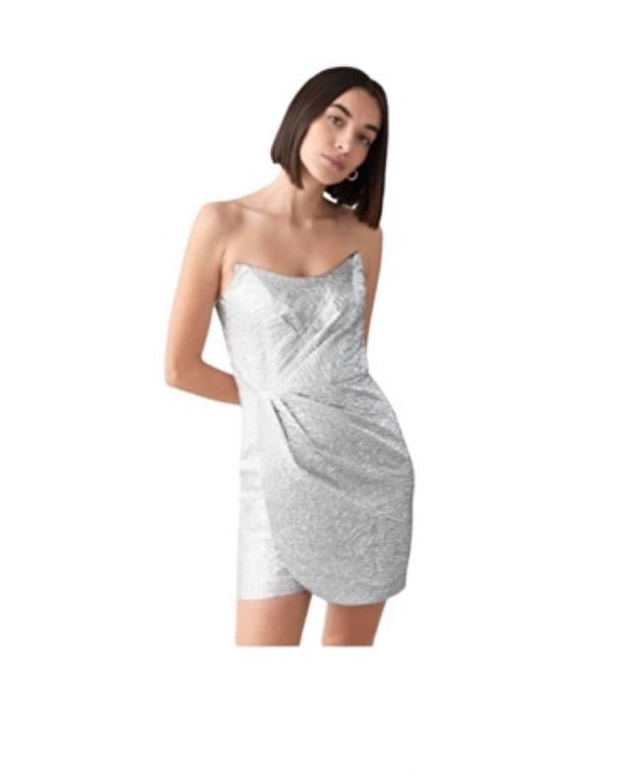 Silver Strapless Mini Dress - Image 2