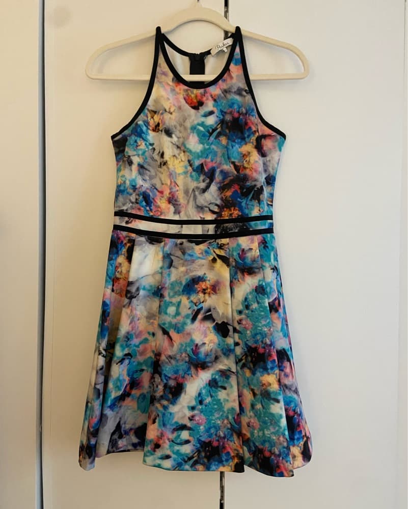 Vibrant Watercolor Print Mini Dress - Image 1