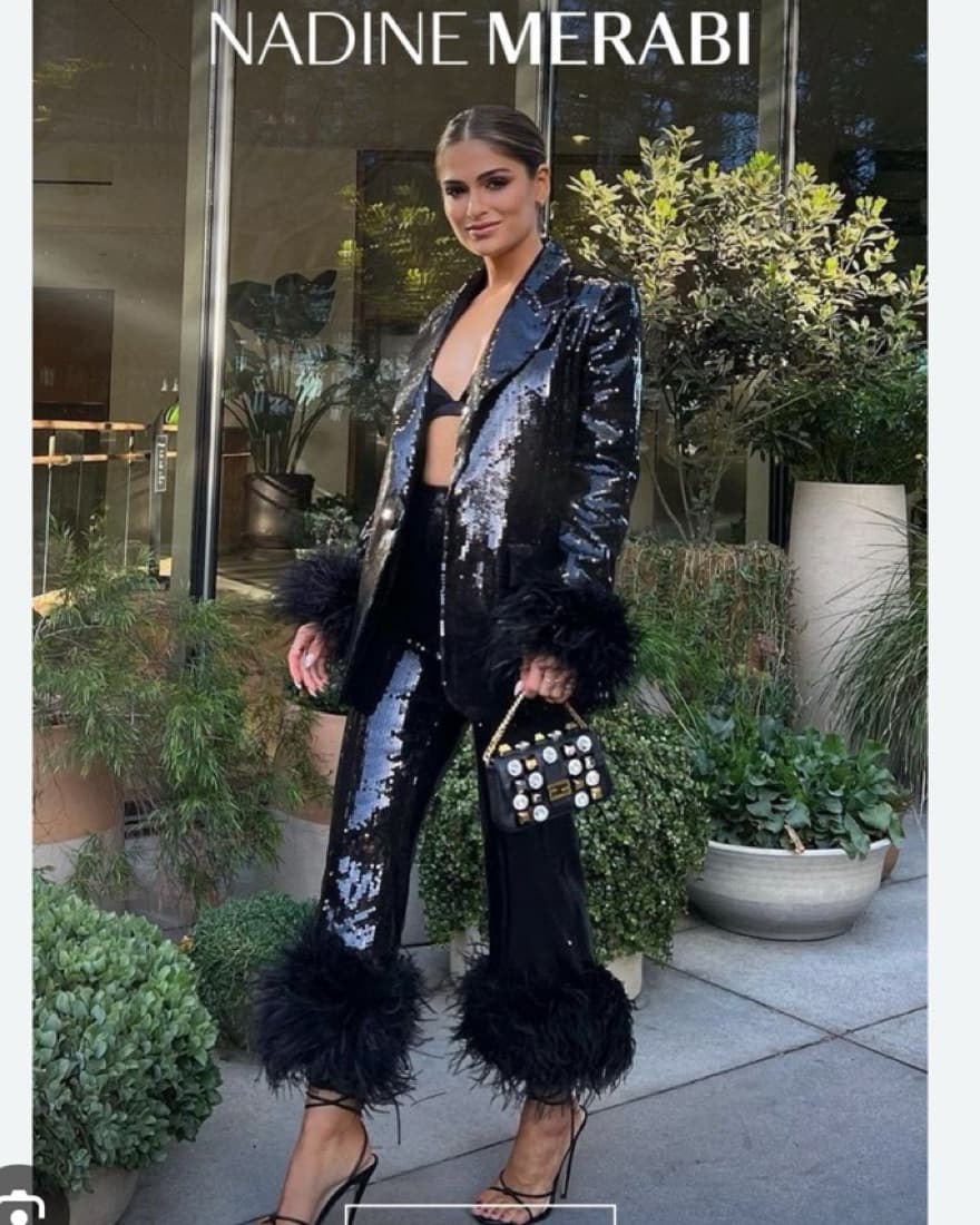 NADINE MERABI BLACK SEQUIN PANTS - Image 3