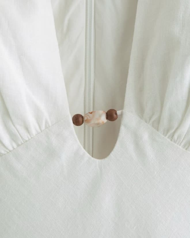 Beaded Plunge Linen-Blend Maxi Dress - Image 6