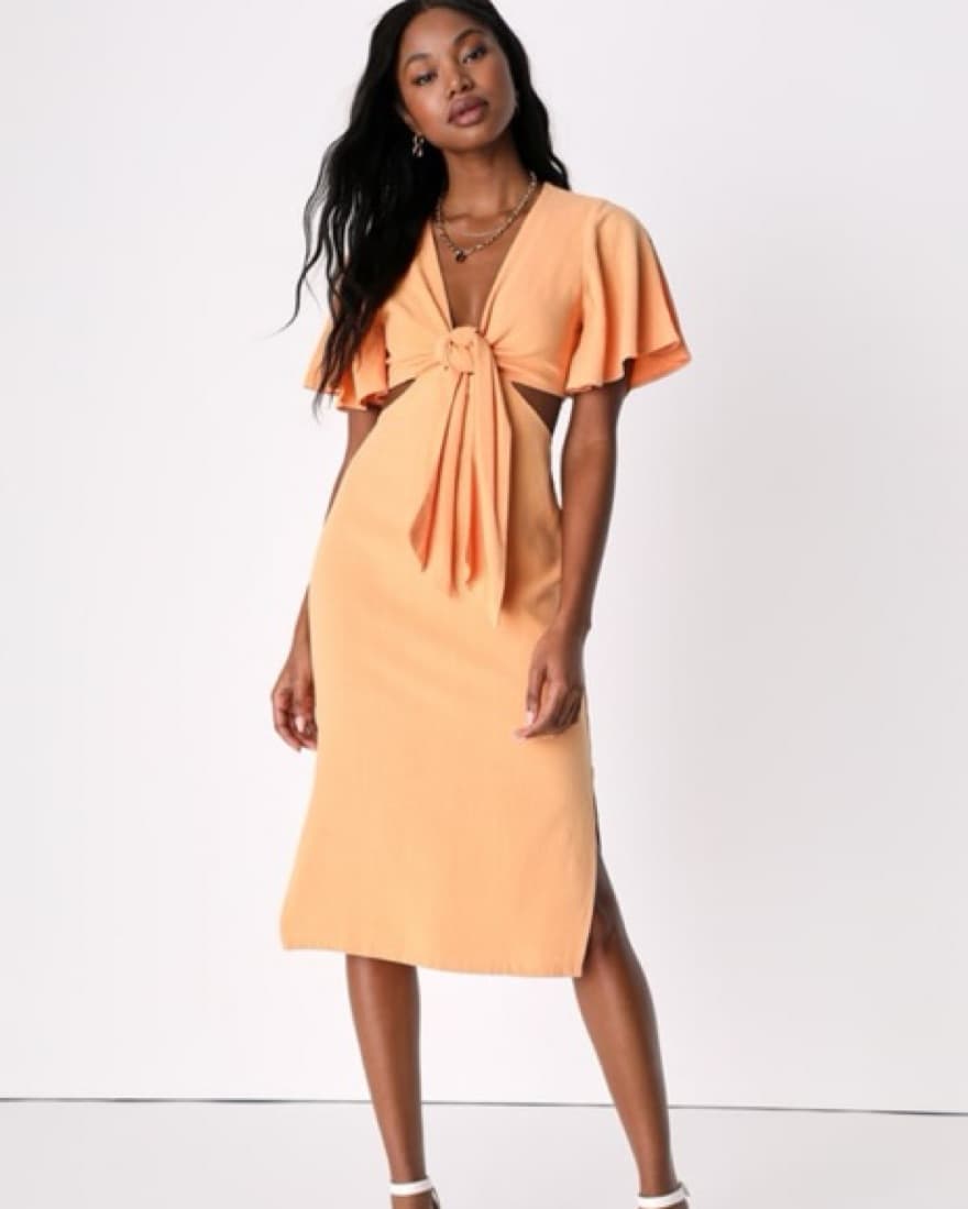 Tie Front Cutout Maxi Dress - Image 1