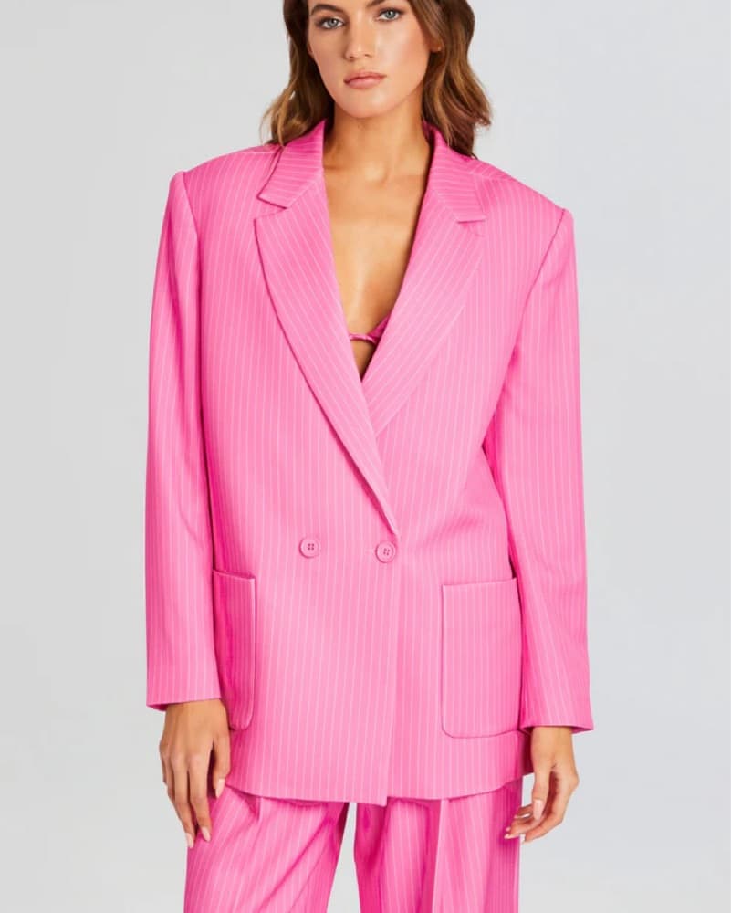 SER.O.YA Nastasha Striped Pink Blazer  - Image 1