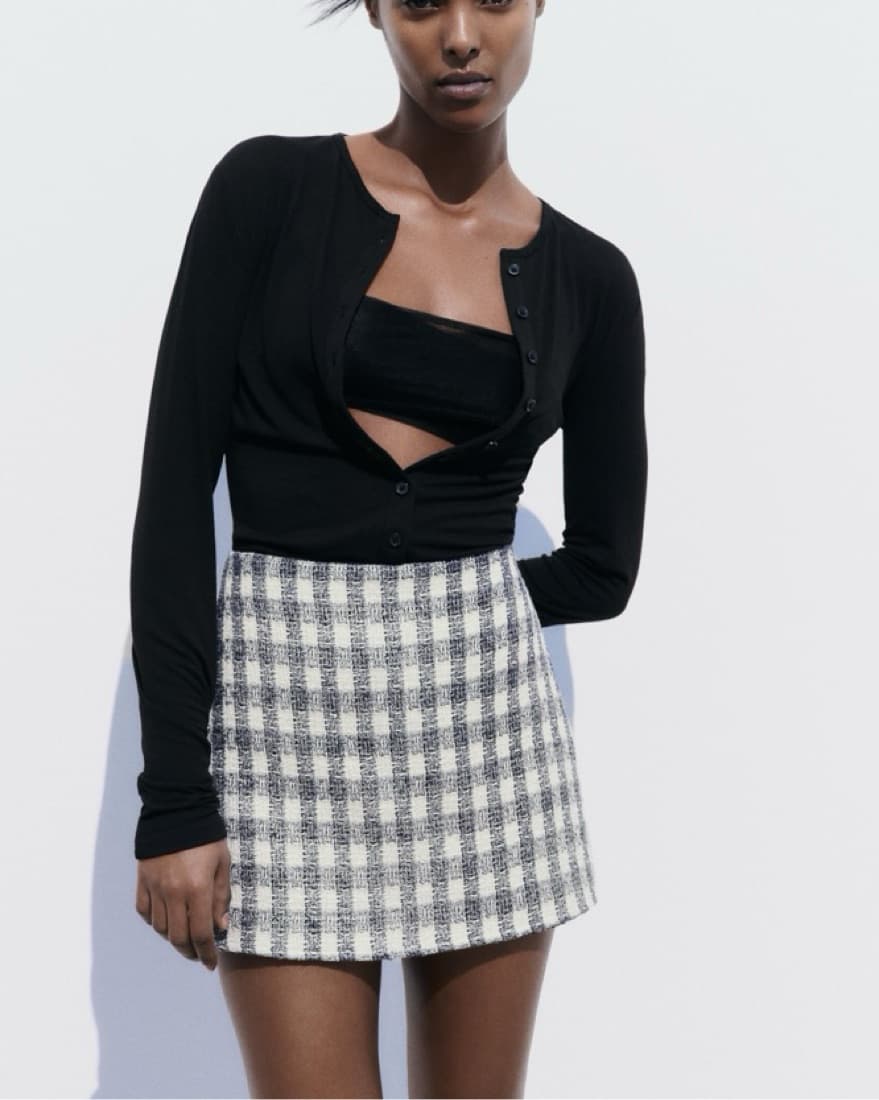 Zara Silver & white Tweed Mini Skort.  - Image 1