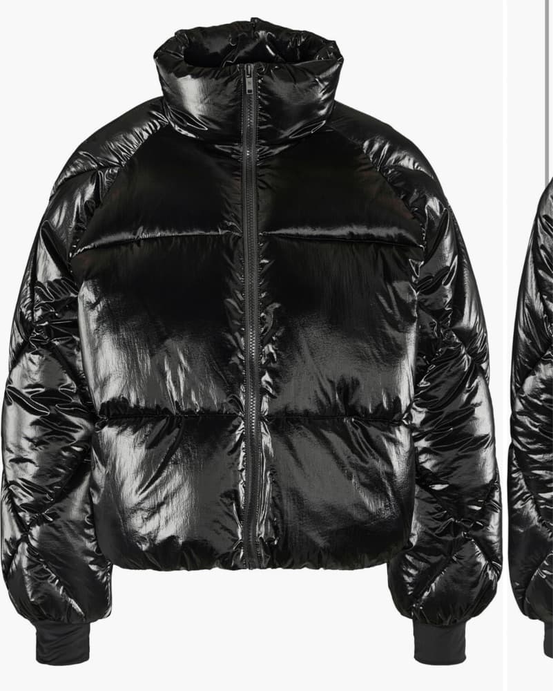 Black Shiny Puffer Coat - Image 1