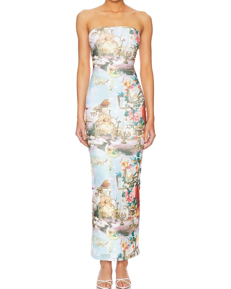 Superdown Printed Strapless Maxi Dress - Image 1