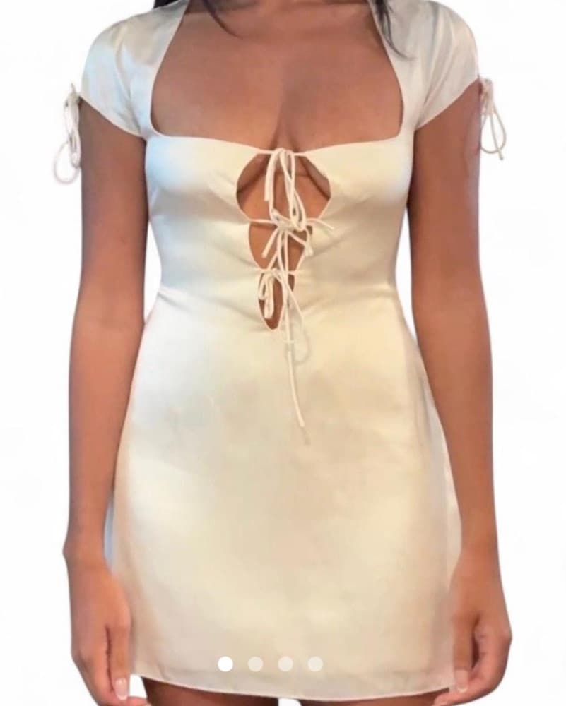 Silk Cream Guizio Mini Dress  - Image 1