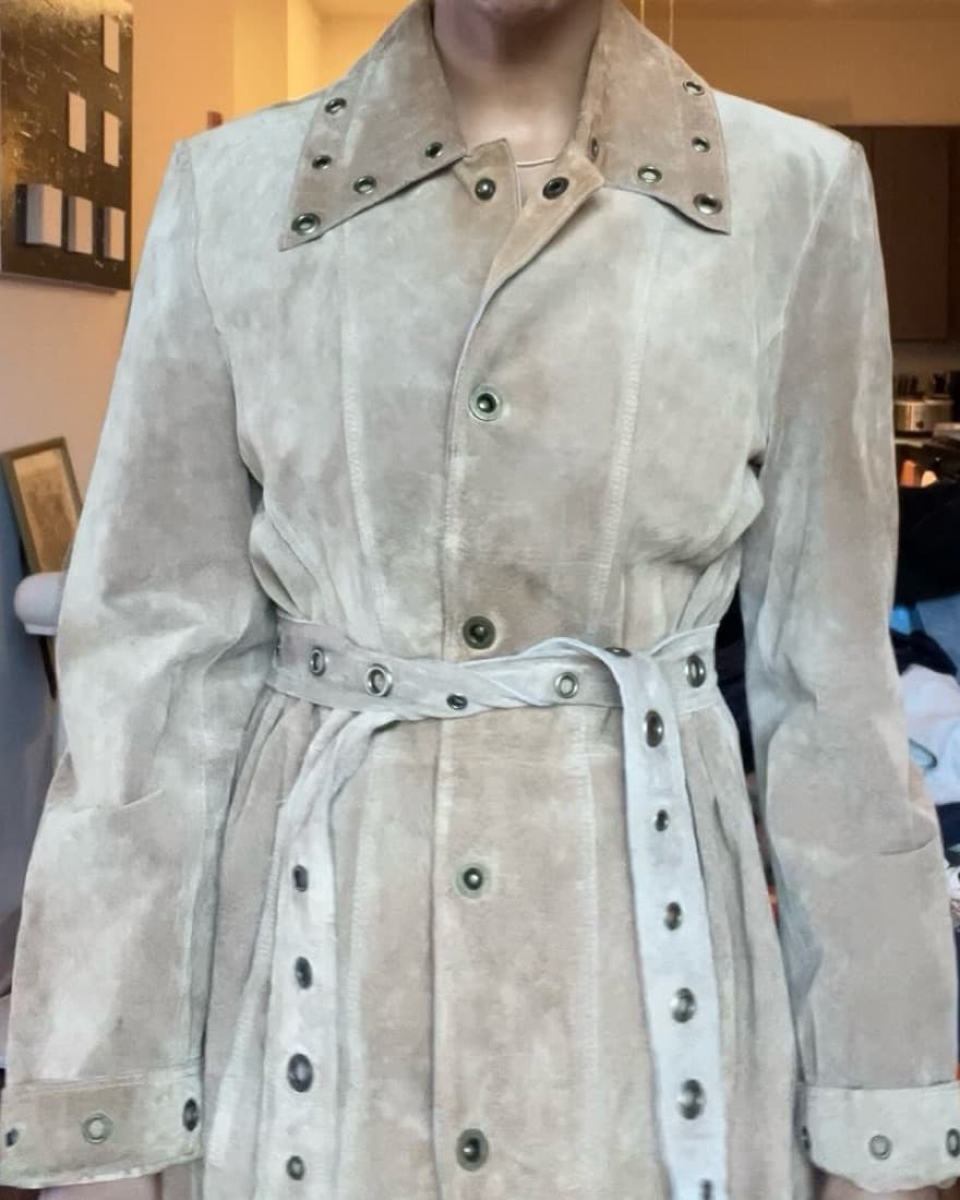 Suede Studded Trench Coat/Jacket - Image 2