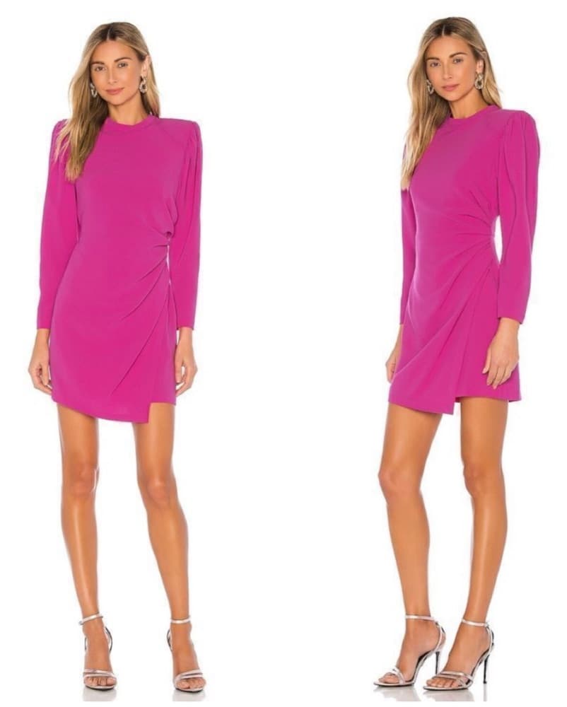Vibrant Fuchsia Puff Sleeve Dress - Image 1