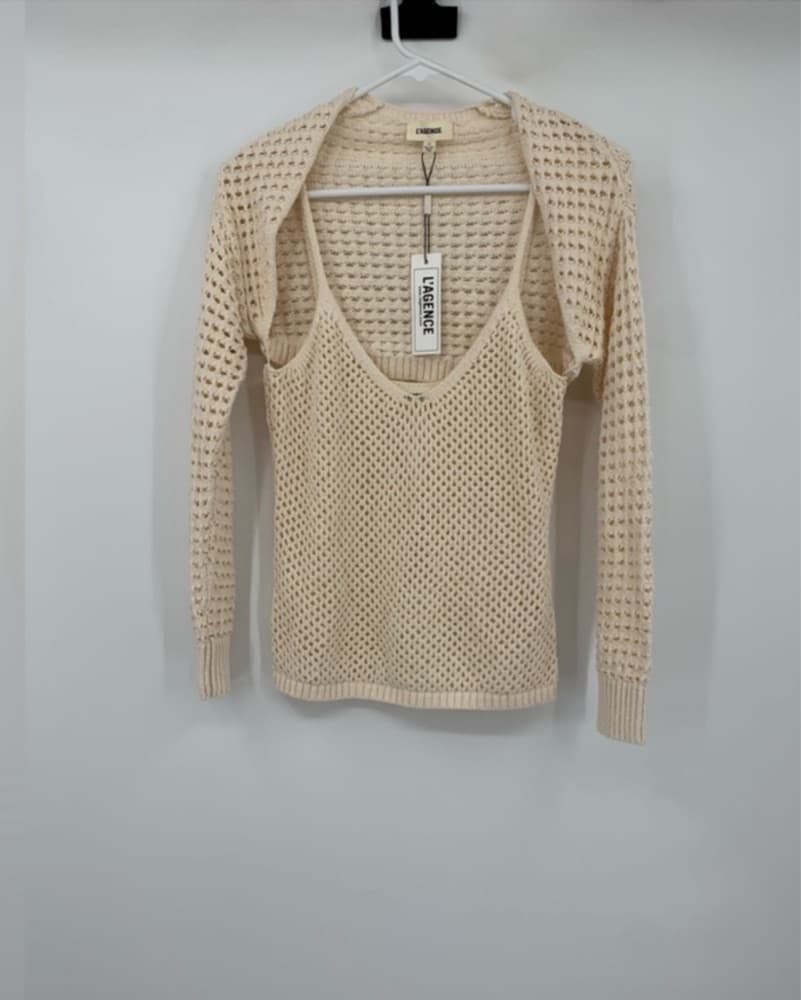 Chic Mesh Sweater and Suede Skirt Set - Image 6