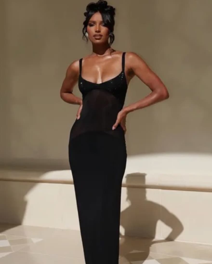 Helsa Sheer Panel Gown - M - Image 2