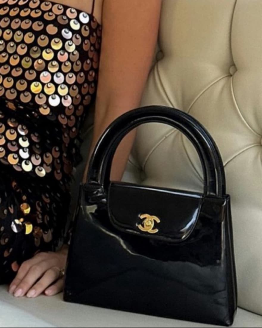 Chanel Vintage Patent Leather Kelly Bag - Image 5