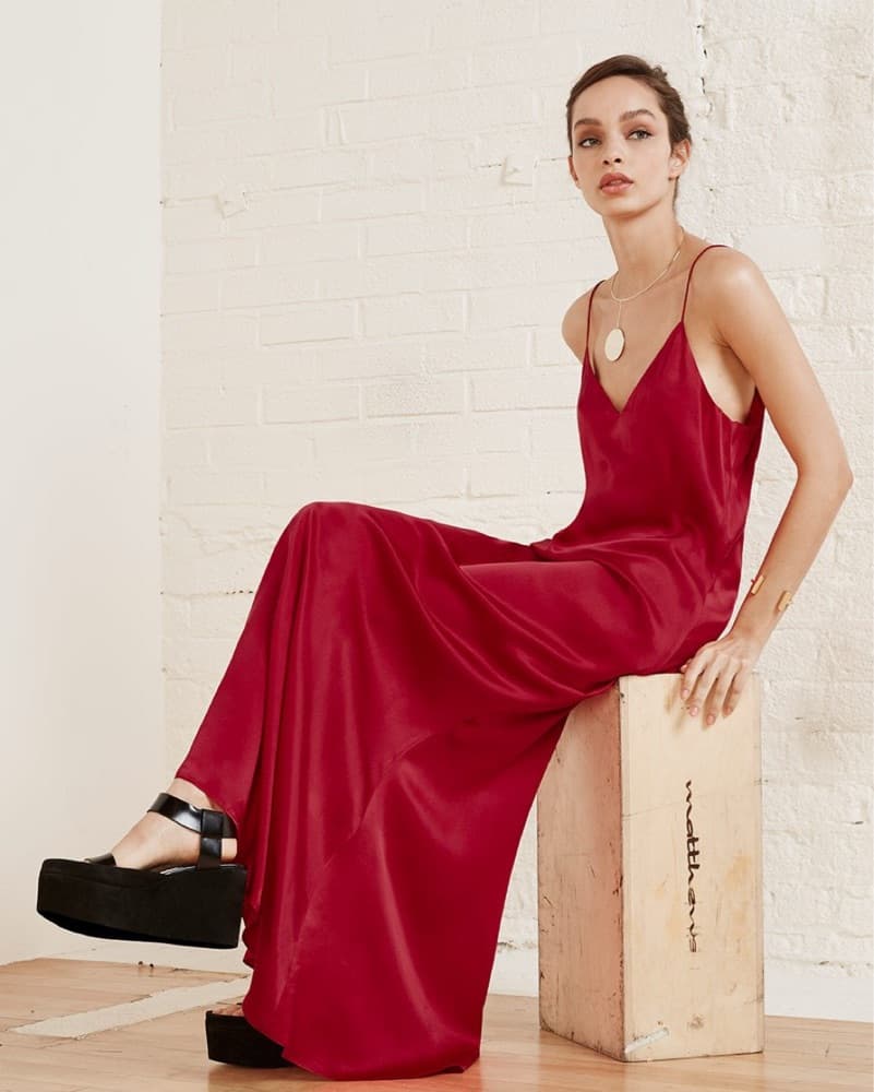 Reformation Red Slip Dress - Image 3