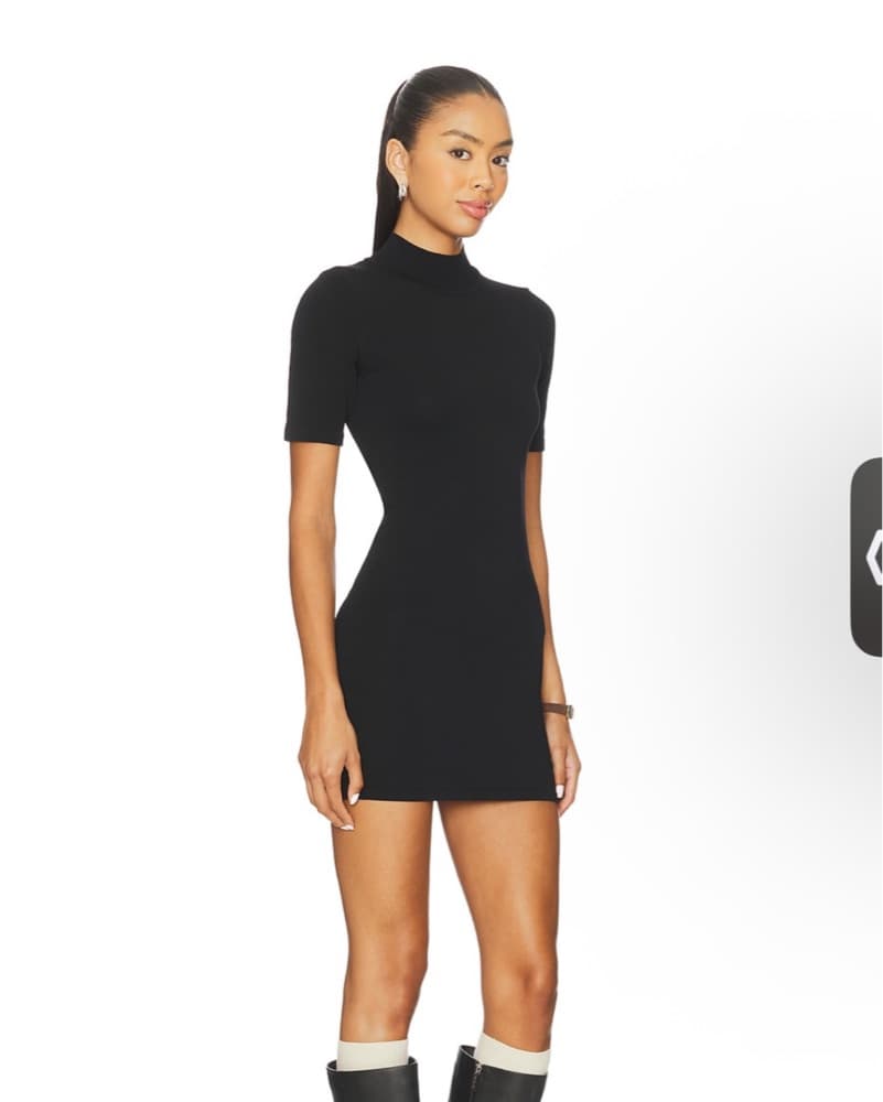 Chic Black Mini Dress High Neck - Image 2