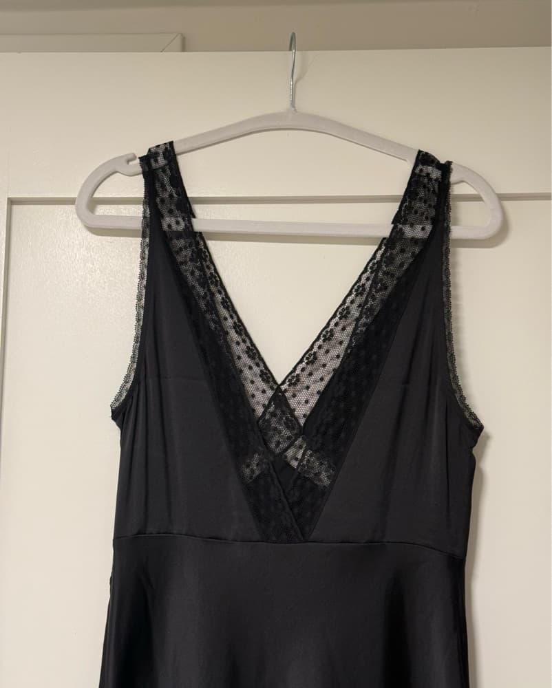 Black Satin Aritzia Midi Dress - Image 2