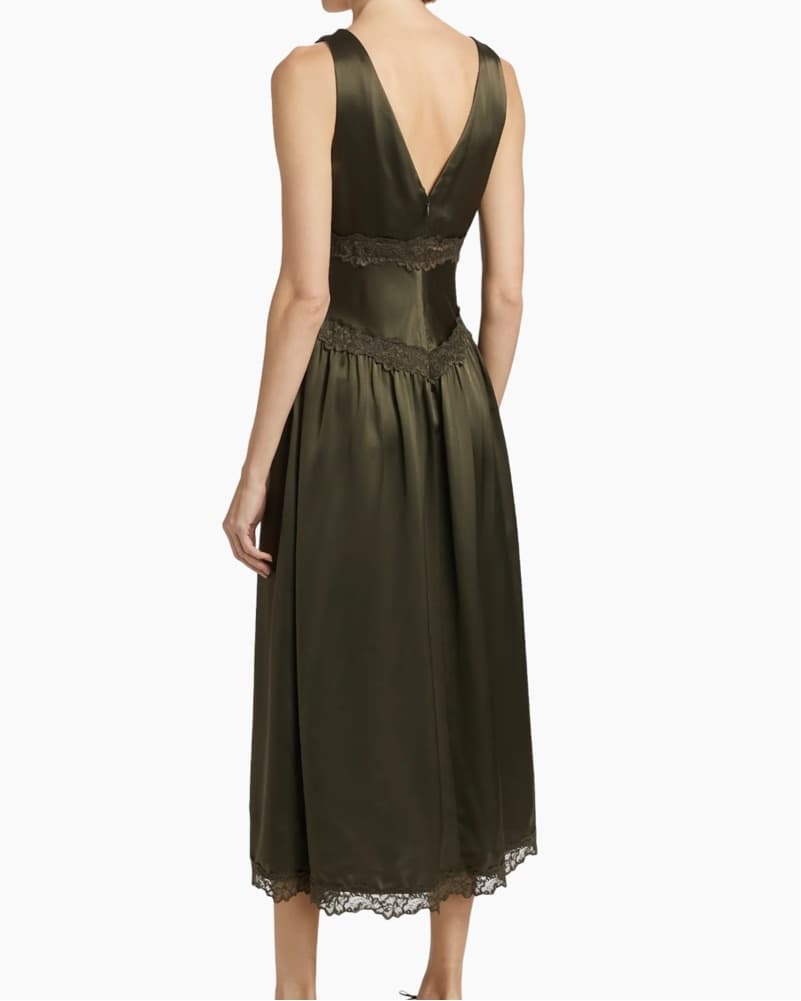 Reformation Stasia Lace Trim Silk Dress - Image 3