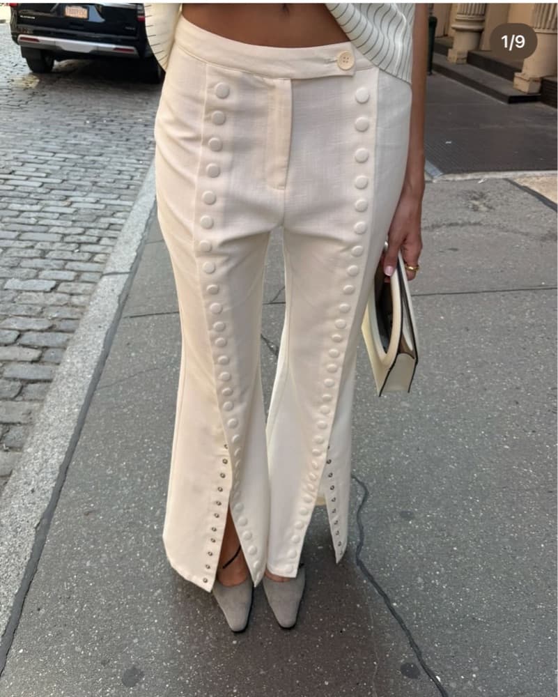 Yellow The Label White Linen Pants - Image 1