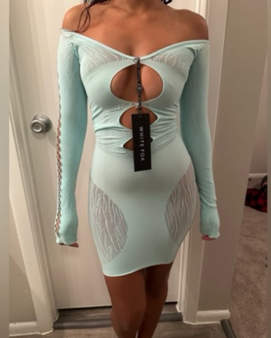 Poster Girl Blue Mini Dress Lookalike - Image 4