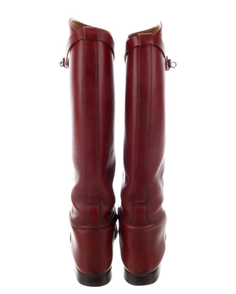 Hermes Burgundy Leather Riding Boots - Image 4