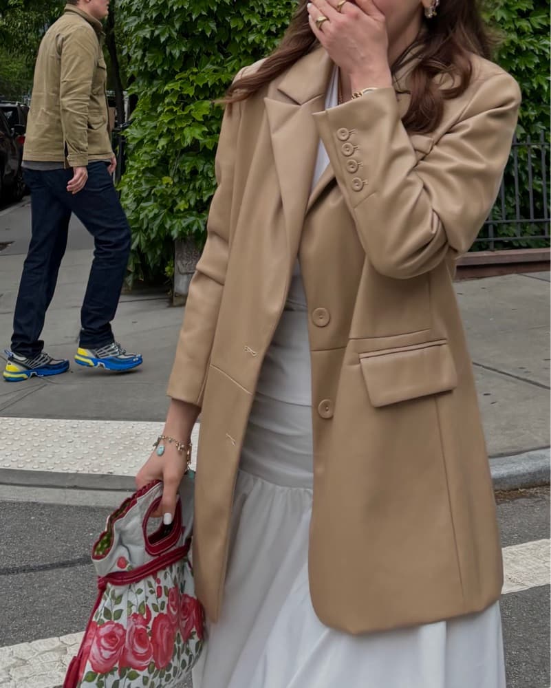 Dolan Tan Faux Leather Blazer  - Image 1