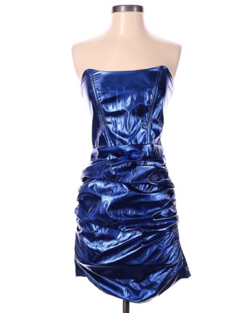 Superdown Blue Metallic Mini Dress - Image 1