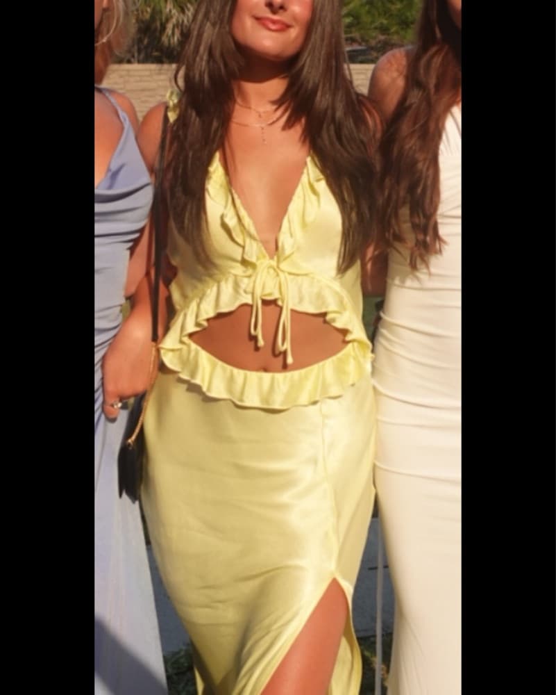 White Fox Long Yellow Dress - Image 2