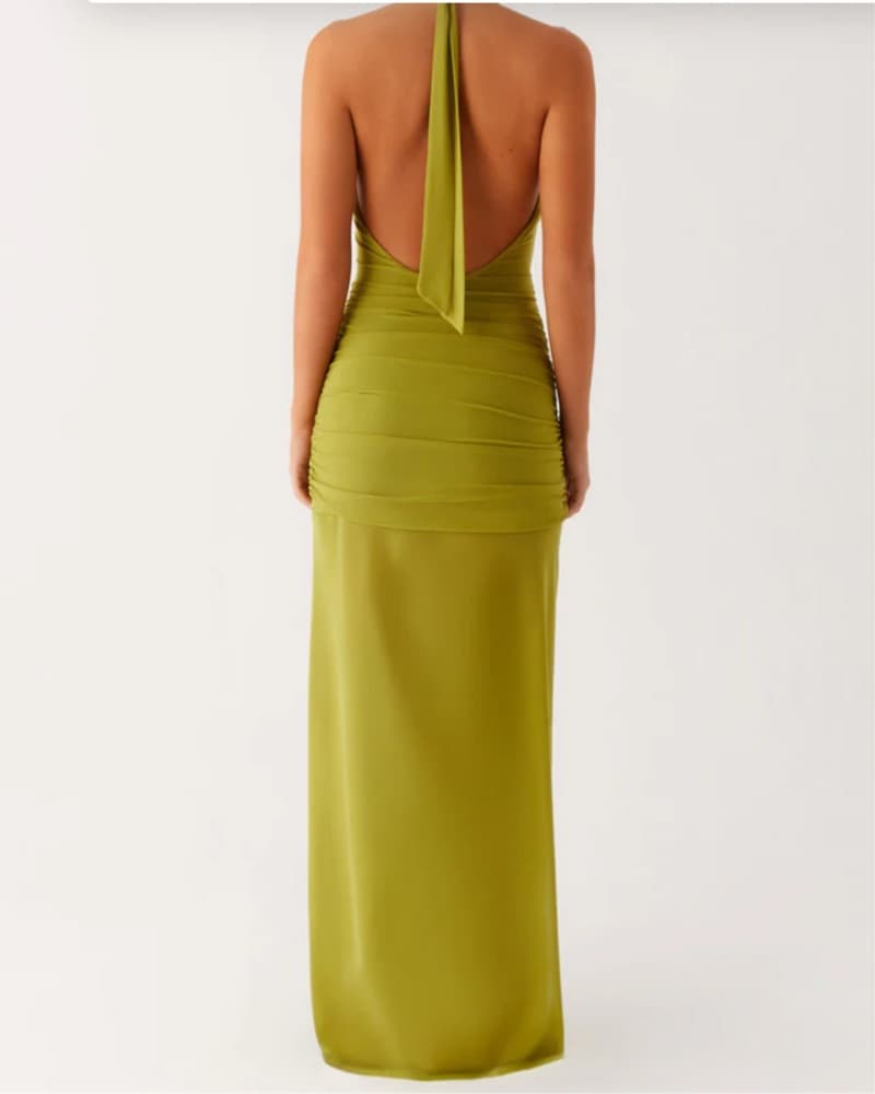 Island Muse Lime Halter Maxi Dress - Image 2