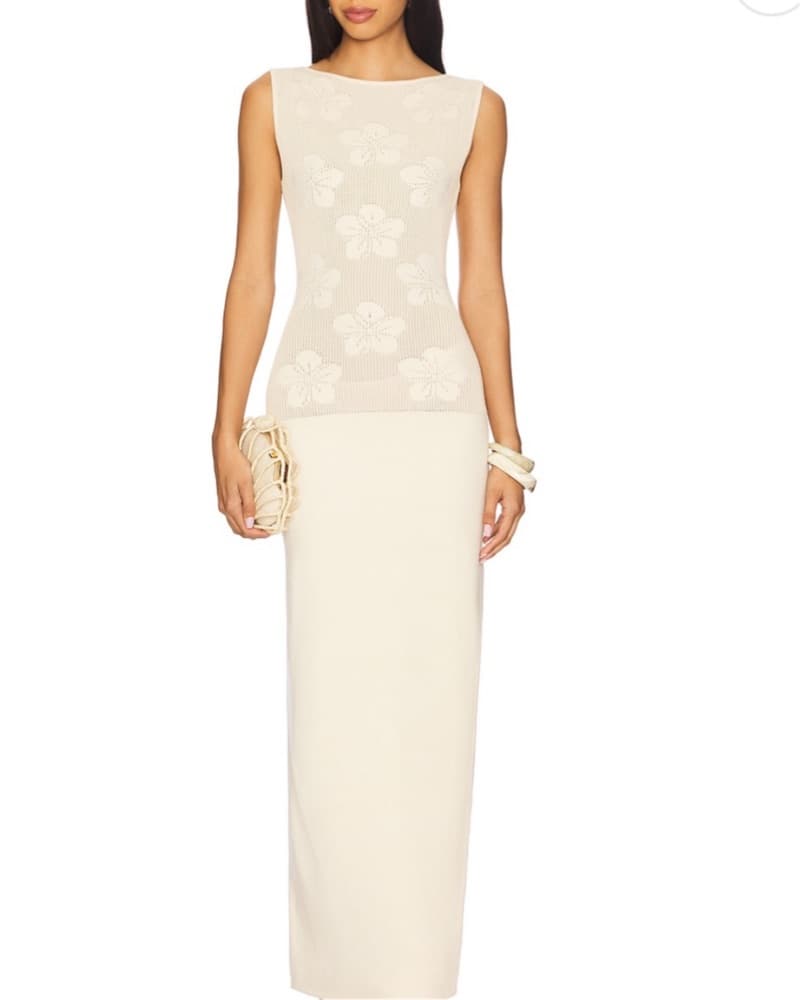 Elegant Floral Embroidered Sleeveless Maxi Dress - Image 1