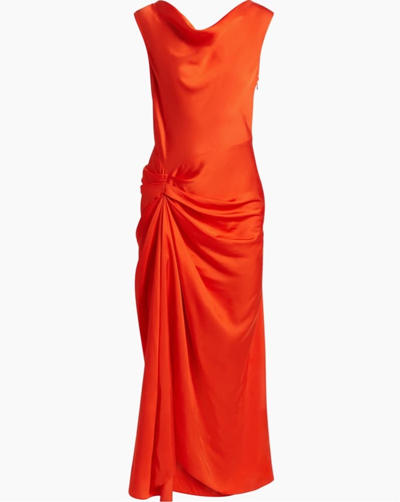 Orange Dara Drape Detail Midi Dress A.L. - Image 1