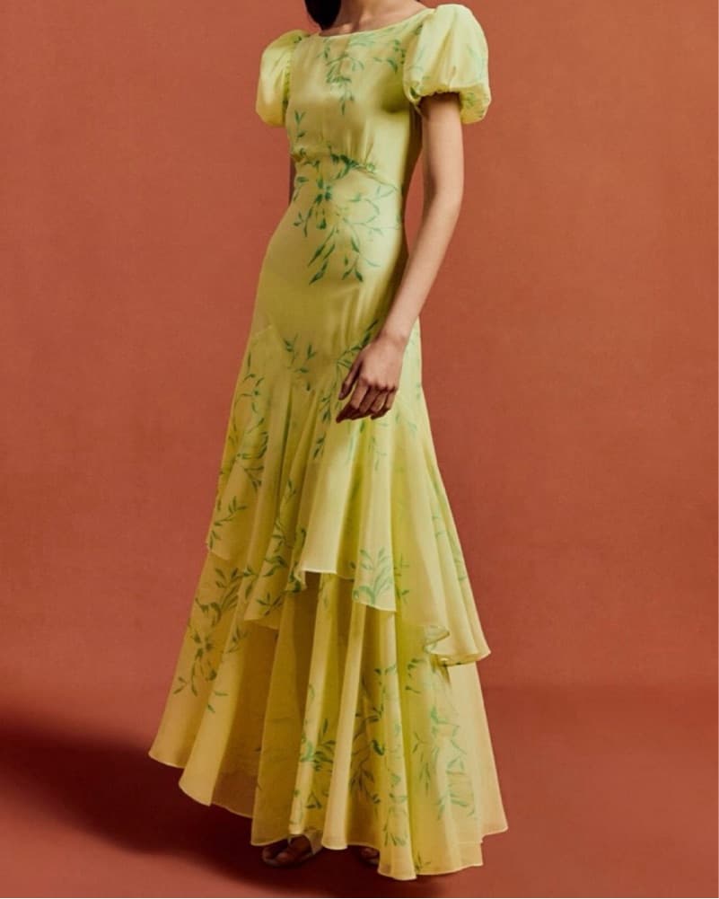 Vibrant Floral Puff Sleeve Maxi Dress - Image 1