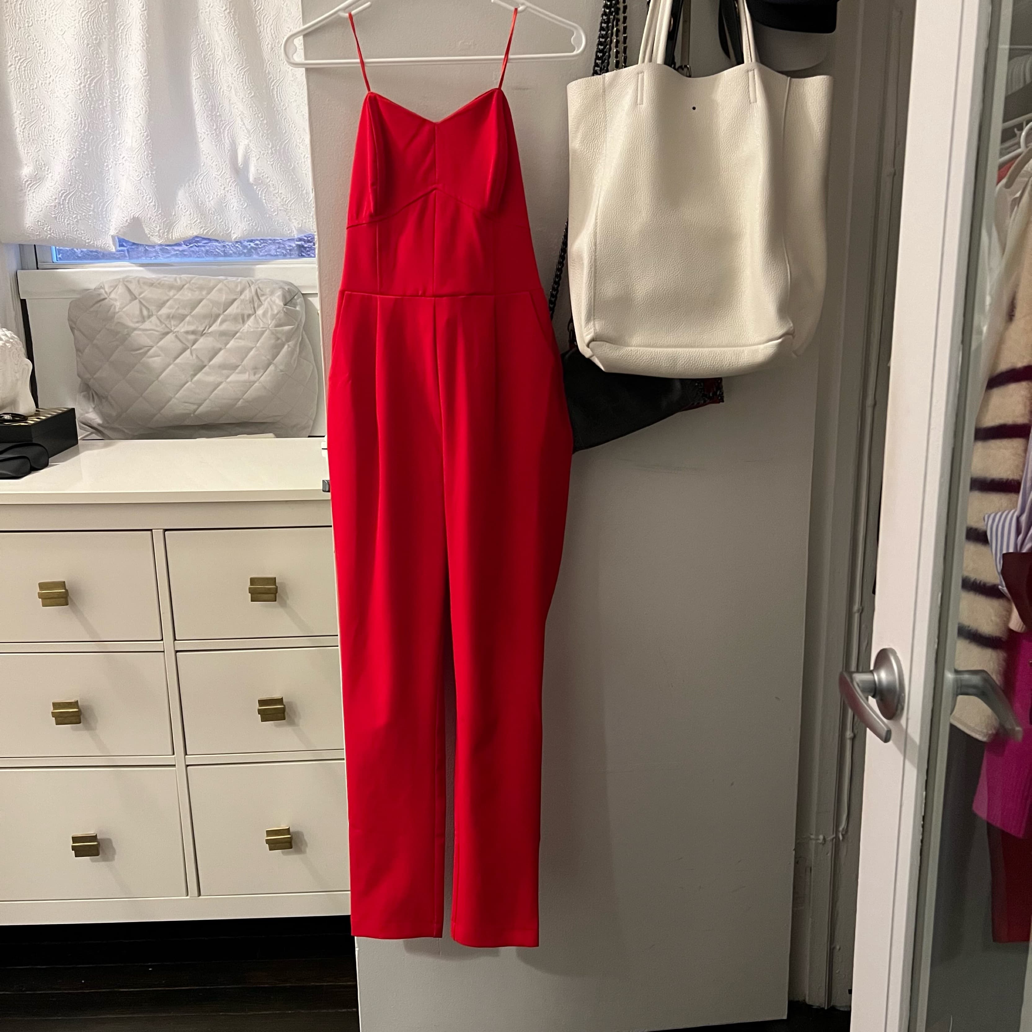 Red Strapless Jumpsuit - Image 2
