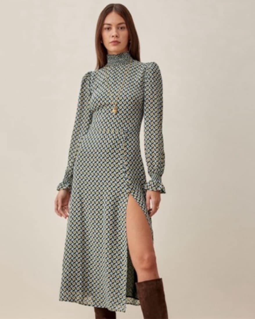 Reformation Turtleneck Patterned Dress - Image 1