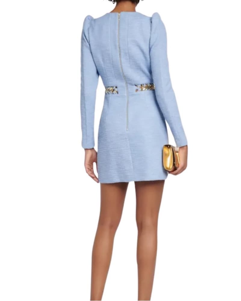 Carine Long Sleeve Mini Dress Baby Blue - Image 3