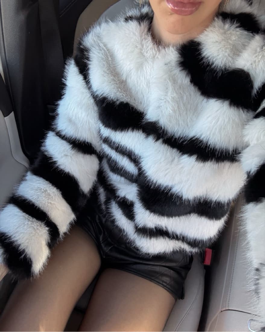 SHACI Zebra-Print Faux Fur Jacket - Image 1