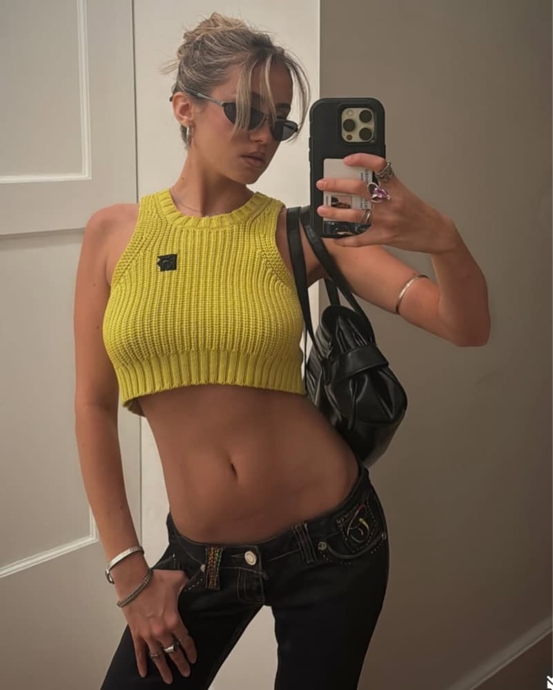 Vintage Yellow DKNY Knit Crop Top - Image 3