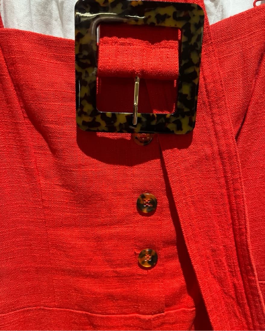 Red Linen Staud Jumpsuit - Image 3