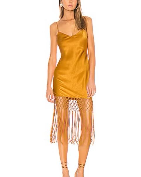 Camila Coelho Gold Fringe Midi Dress - Image 1