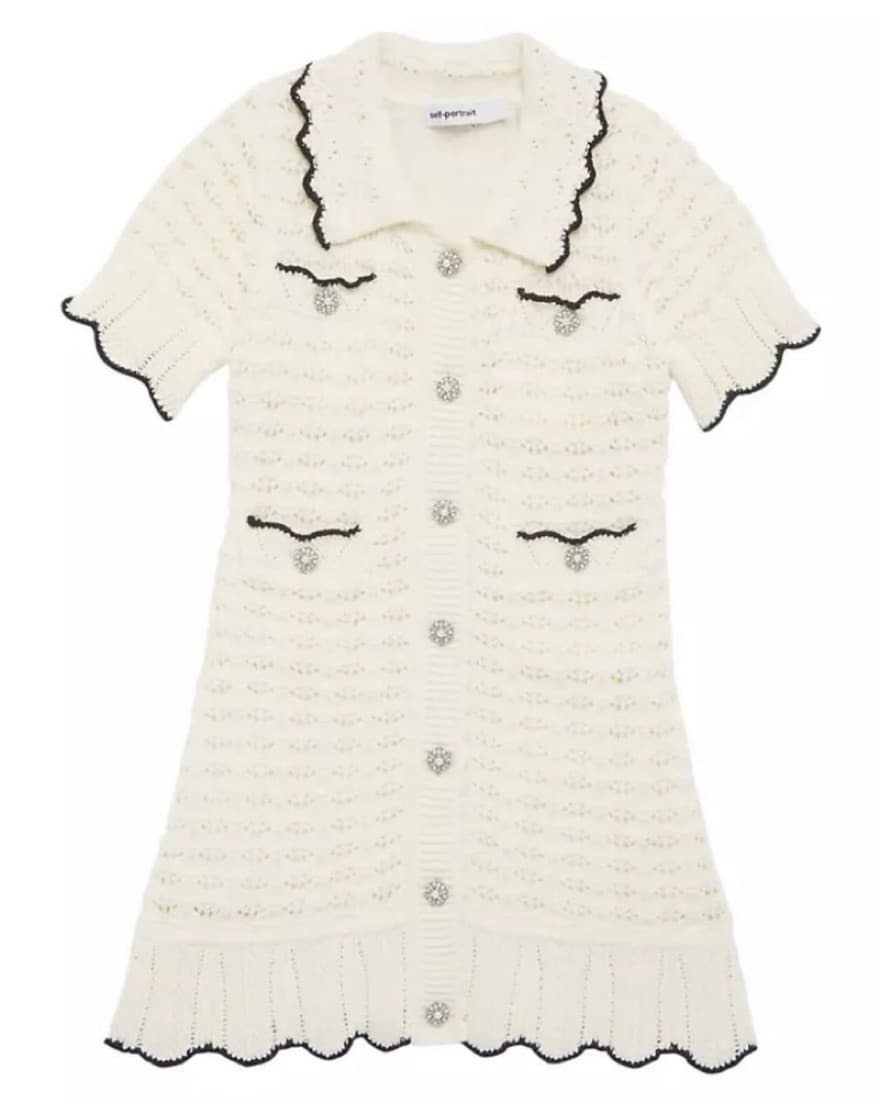 Self Portrait White Knit Dress - Image 1