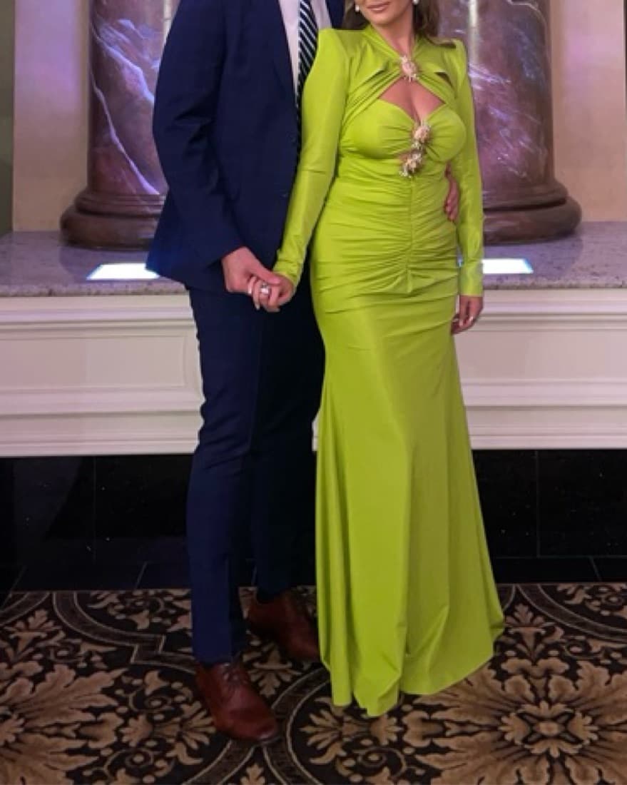 Green Long Sleeve Cut Out Dress - Image 1